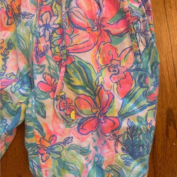 Lilly Pulitzer surf gypsy pull on linen women’s pants size large - Picture 4 of 4